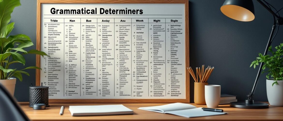 Créer un tableau des déterminants pour une meilleure compréhension grammaticale