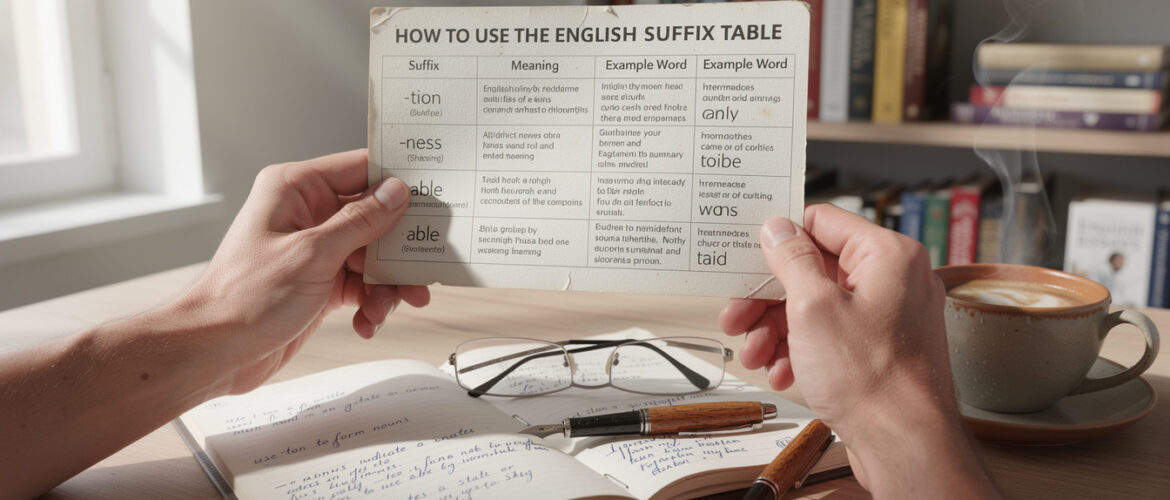 Comment utiliser le tableau des suffixes en anglais pour améliorer votre écriture