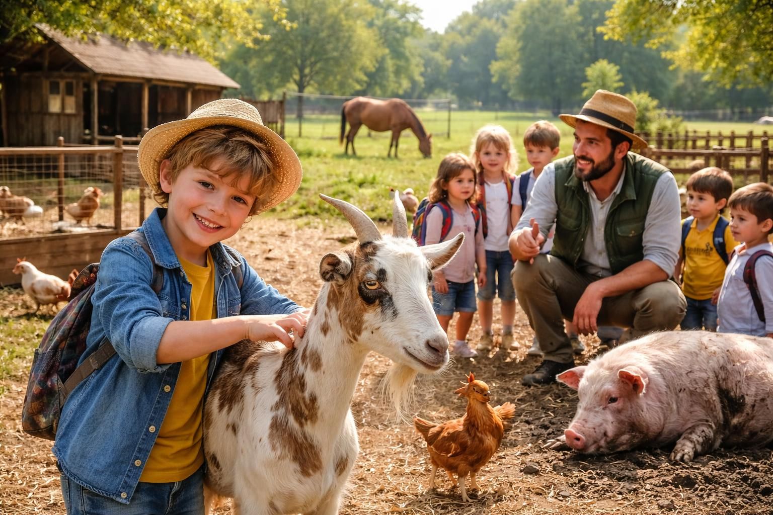 vivez une expérience unique à la ferme pédagogique de moulins en rencontrant de près les animaux de la ferme et en découvrant la vie rurale en famille.