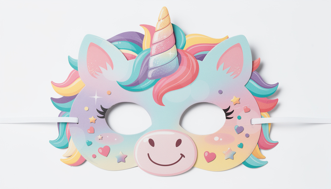 téléchargez et imprimez un masque licorne amusant pour égayer les anniversaires des tout-petits et rendre la fête encore plus magique et colorée.