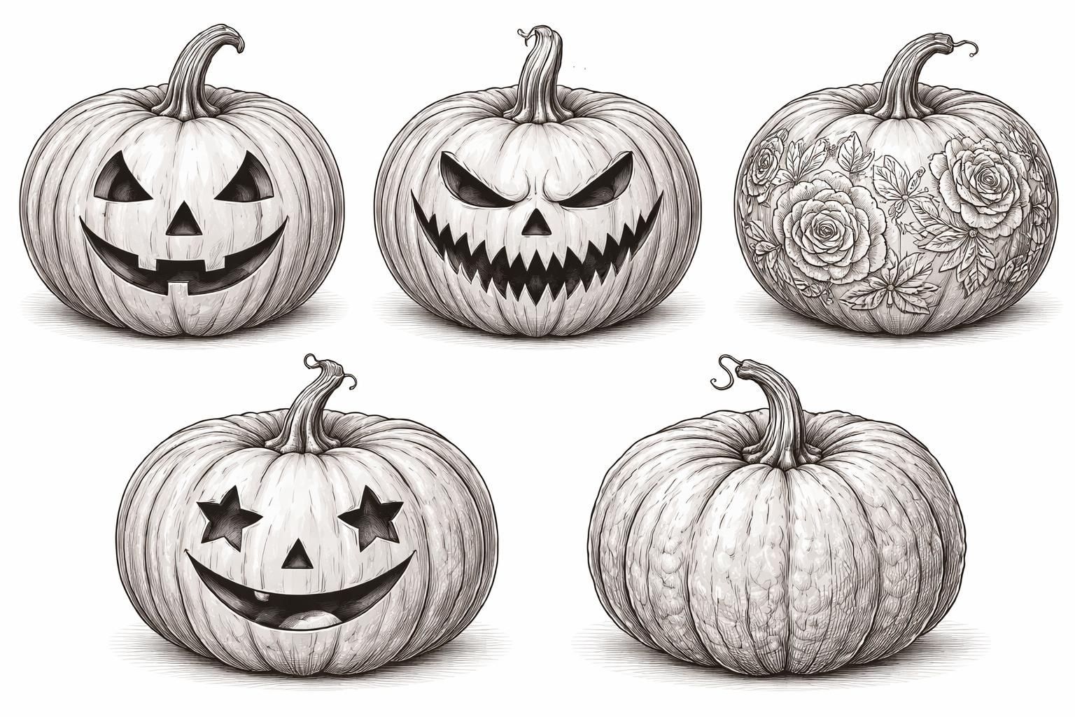 téléchargez et imprimez 5 dessins de citrouilles amusants et effrayants pour décorer votre halloween et ravir petits et grands.