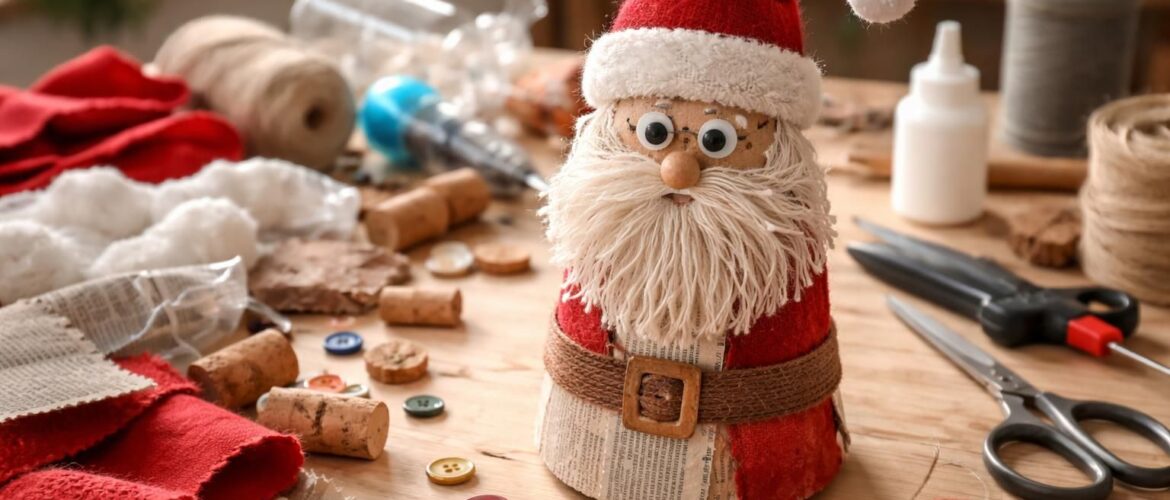 Comment faire un Père Noël facile avec des matériaux recyclés